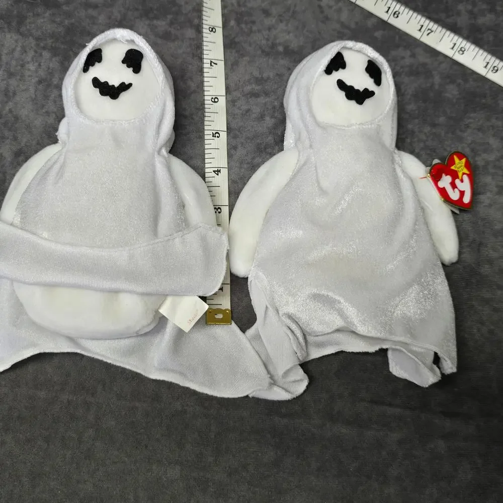 TY Beanie Babies Collection Sheets Hooded Ghost Halloween Pair Beanbag Plush